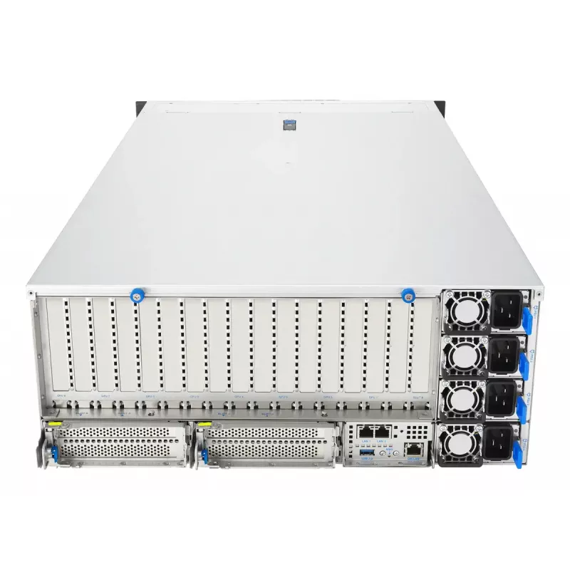Rack serveris ASUS ESC8000A-E13P (4U) — LGA 6096, AMD EPYC, līdz 3 TB DDR5, 24 DIMM, 3200W barošanas bloks, 10GbE