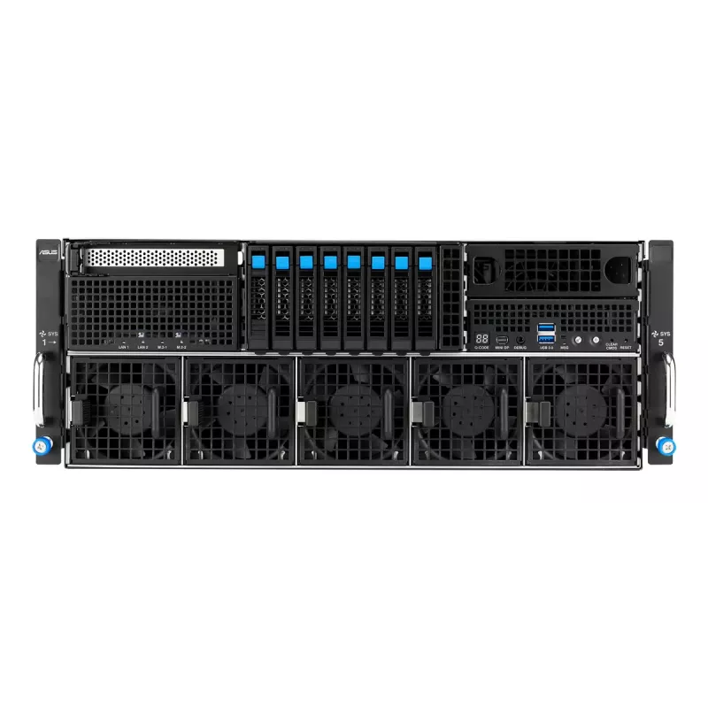 Rack serveris ASUS ESC8000A-E13P (4U) — LGA 6096, AMD EPYC, līdz 3 TB DDR5, 24 DIMM, 3200W barošanas bloks, 10GbE