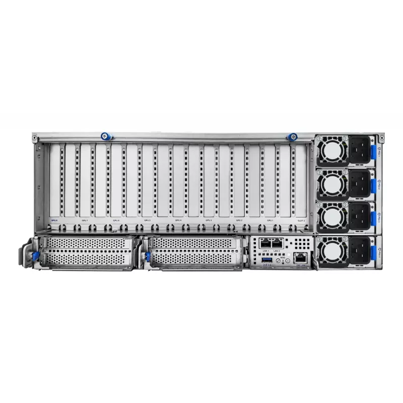 Rack serveris ASUS ESC8000A-E13P (4U) — LGA 6096, AMD EPYC, līdz 3 TB DDR5, 24 DIMM, 3200W barošanas bloks, 10GbE
