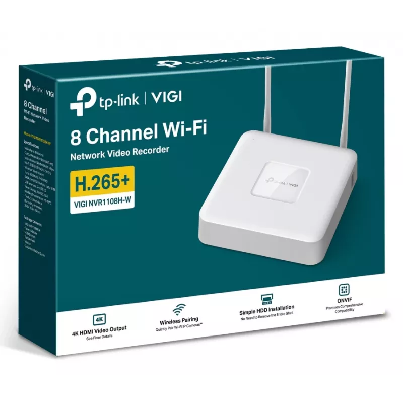 TP-Link VIGI NVR1108H-W tīkla video ierakstītājs, 8 kanāli, 4K