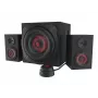 Skaļruņu komplekts GENESIS Helium 610BT 2.1, 60 W RMS, Bluetooth, vadu, sarkans/melns, kompakts zemfrekvenču skaļrunis