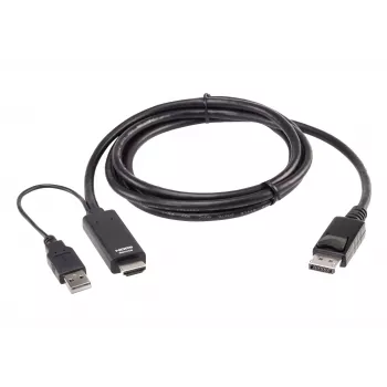 ATEN True 4K 1.8M HDMI uz DisplayPort kabelis, 1.8 m, HDMI + USB, DisplayPort, Vīrietis, Vīrietis, Taisns