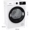 Gorenje DHNE82 BK040 žāvētājs, brīvi stāvošs, priekšējā ielāde, siltumsūknis, balts, pogas, rotācijas, pa labi