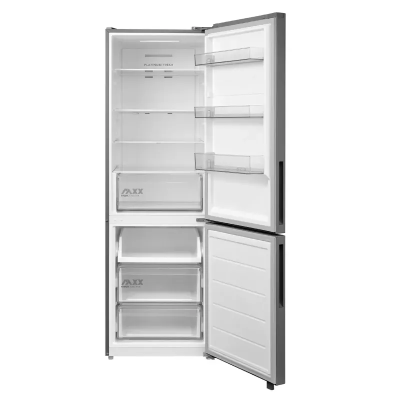Brīvi stāvošs kombinētais ledusskapis Midea MDRB548MME46, 401 L — No Frost, 271 L ledusskapis / 130 L saldētava, 186 cm, 35 dB, Energoklase E, pelēks
