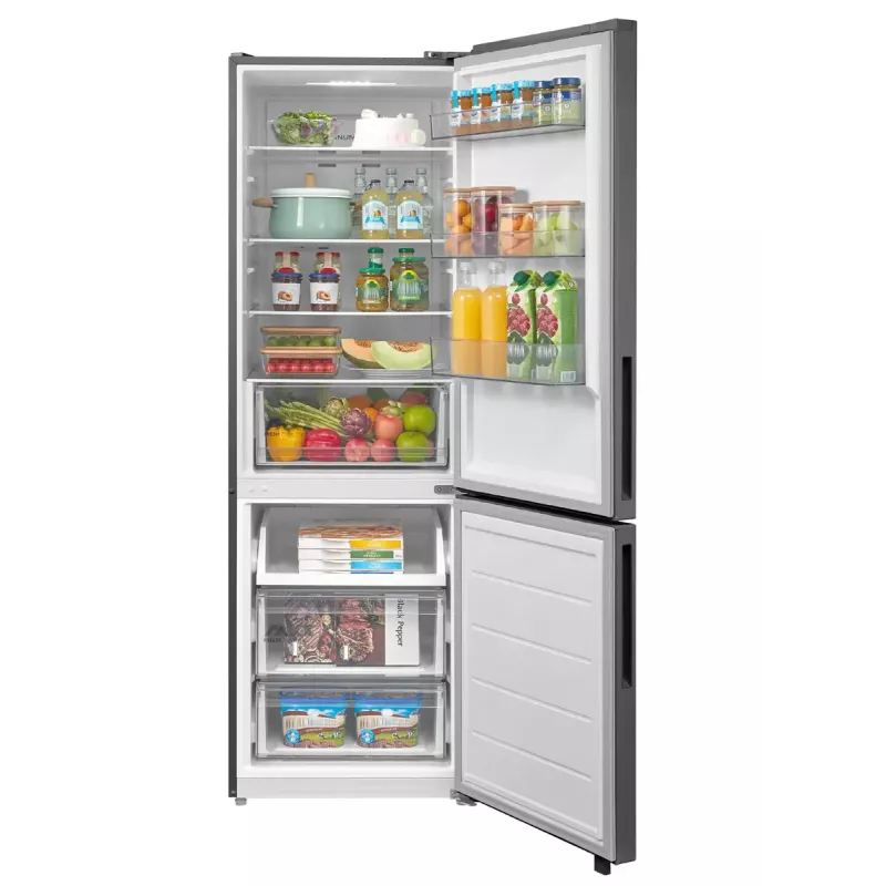 Brīvi stāvošs kombinētais ledusskapis Midea MDRB548MME46, 401 L — No Frost, 271 L ledusskapis / 130 L saldētava, 186 cm, 35 dB, Energoklase E, pelēks