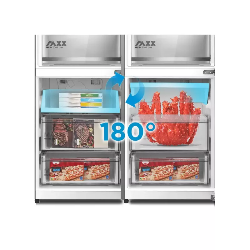 Brīvi stāvošs kombinētais ledusskapis Midea MDRB548MME46, 401 L — No Frost, 271 L ledusskapis / 130 L saldētava, 186 cm, 35 dB, Energoklase E, pelēks