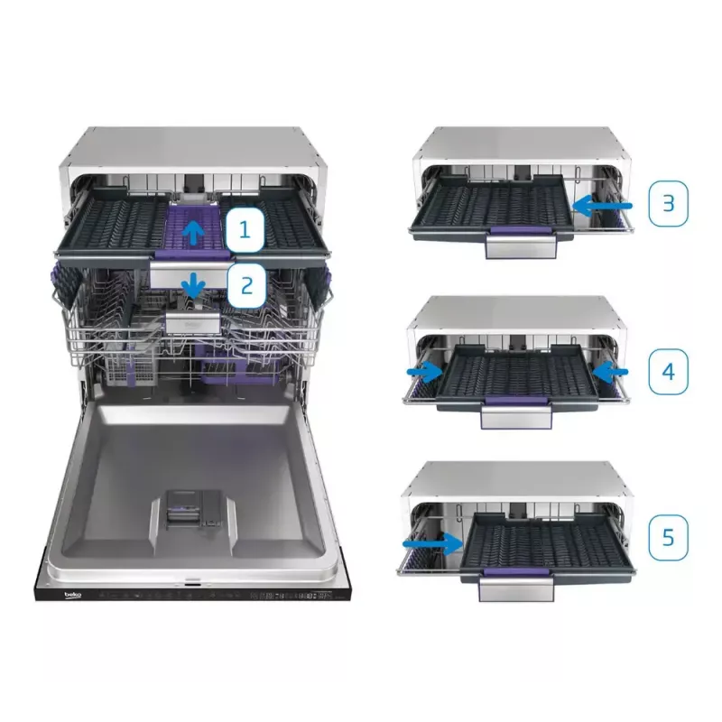 Brīvi stāvoša trauku mazgājamā mašīna BEKO DEN48530X, 15 komplekti, 8 programmas, 44 dB, 598×850×600 mm