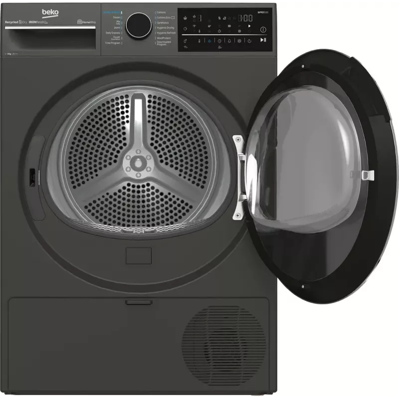 Veļas žāvētājs BEKO B5T89243M — brīvi stāvošs, priekšējā ielāde, siltumsūknis, 9 kg, melns, 598×672×846 mm
