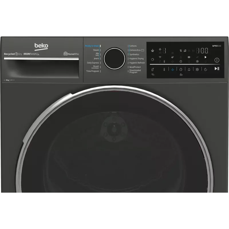 Veļas žāvētājs BEKO B5T89243M — brīvi stāvošs, priekšējā ielāde, siltumsūknis, 9 kg, melns, 598×672×846 mm