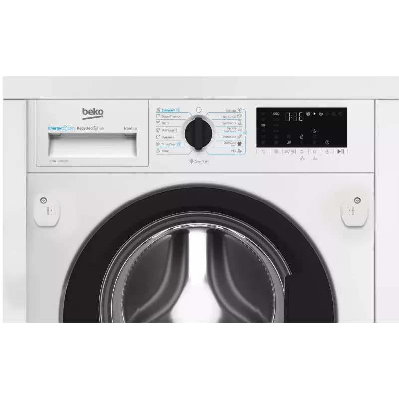 Veļas mazgājamā mašīna BEKO B3WBT671415W — 7 kg, 1200 RPM, A klase, 60×55×82 cm, digitālais displejs, tvaiks, nerūsējošā tērauda cilindrs