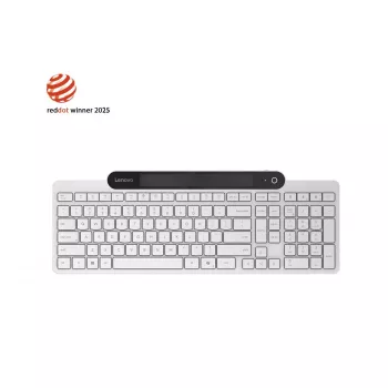 Bezvadu Bluetooth tastatūra Lenovo 800 — US izkārtojums, pašuzlādējoša, balta