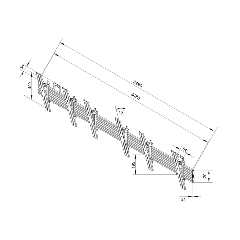 Multibrackets M Wallmount Pro MBW3U Tilt Melns – sienas stiprinājums 3 monitoriem