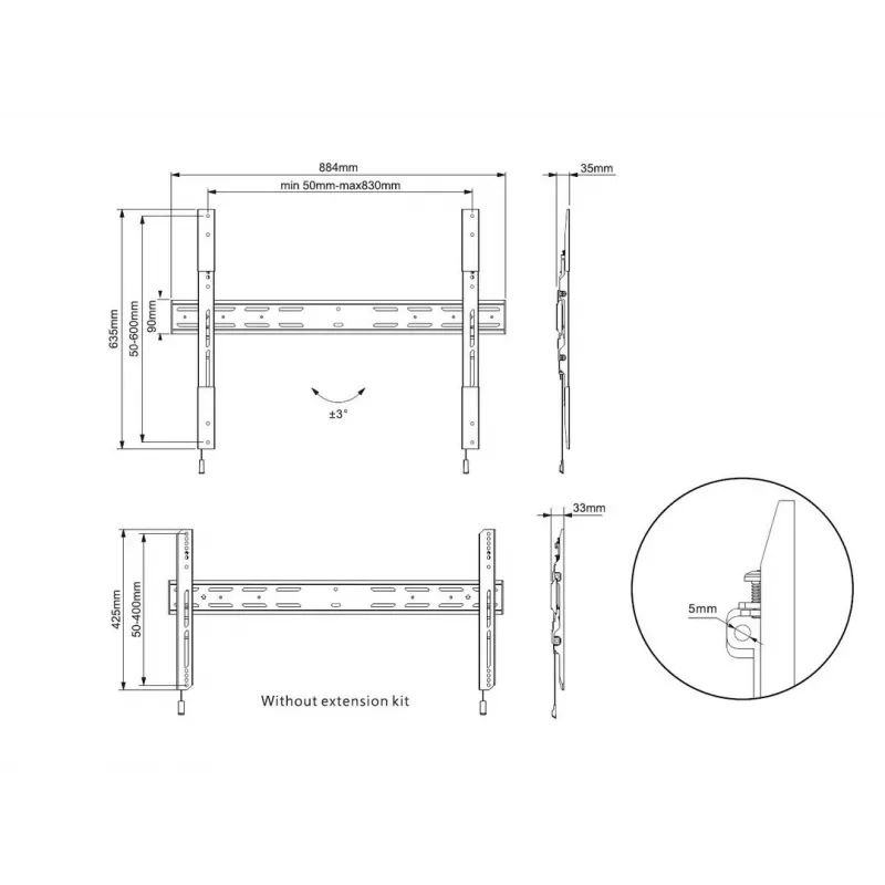 Multibrackets M Universāls sienas stiprinājums fiksēts X Large