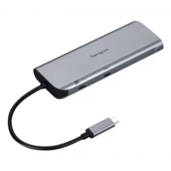 Targus Dual Video Mobile Dock ar 140W EPR caurlaidi, vadu, USB 3.2 Gen 2 (3.1 Gen 2) Type-C, 140 W, 1000 Mbit/s, Pelēks, 10 Gbit/s