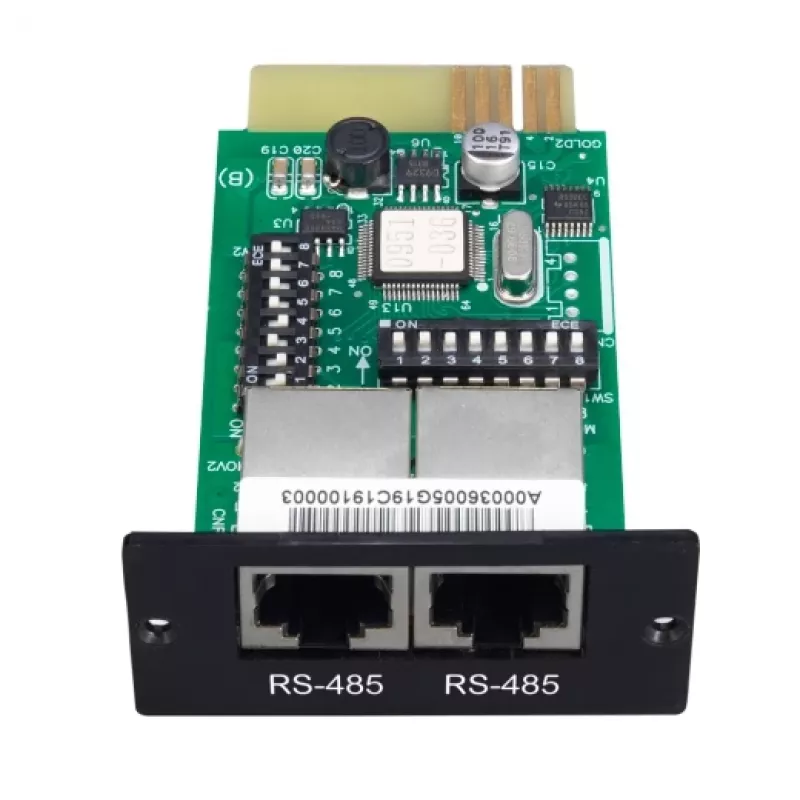 Tīkla pārvaldības karte APC SRVSMB001 – RS-485 interfeiss, 52×80×26 mm, melna/zaļa