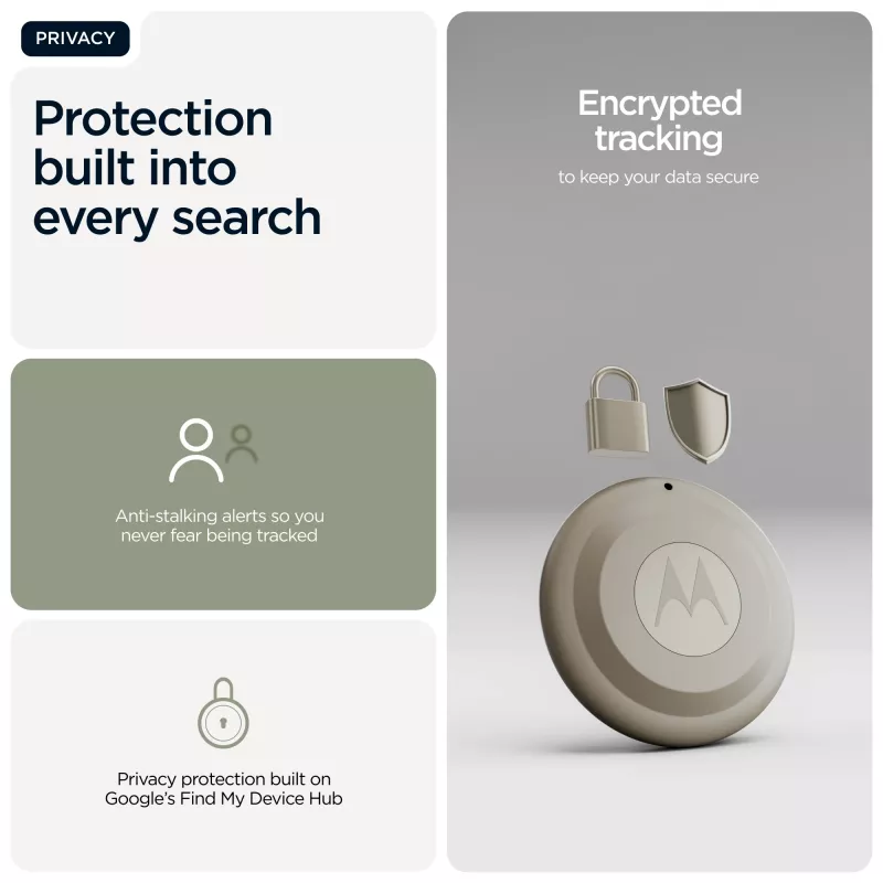 Finder Motorola moto tag 2 — universāls Bluetooth izsekotājs, zaļš, CR2032 akumulators, 14400 h darbība, 7.4 g, Ø 3.19 cm
