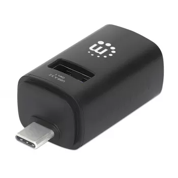 Manhattan USB-C 3-Port Hub, ULTRA KOMPAKTS, 3x USB-A porti (1x 5 Gbps USB 3.2 Gen1 jeb USB 3.0, 2x 480 Mbps USB 2.0), USB barošana (nav nepieciešams ārējais barošanas avots)