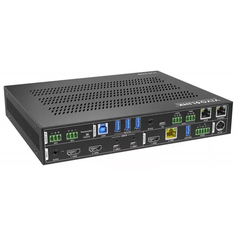 Vivolink video skalotājs VLSC242M, metāla korpuss, HDCP 1.4/2.2, AC 110–230V, 250×200×44 mm