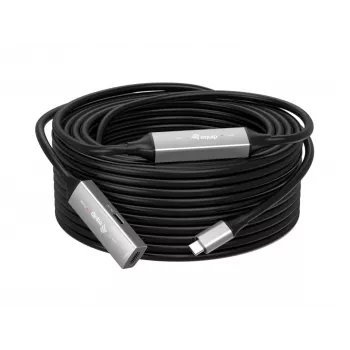 USB-C aktīvais pagarinātāja kabelis EQUIP 15 m, USB 3.2 Gen 1 (5 Gbps), niķeļa kontakti, melns