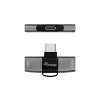 Adapteris USB-C OTG 2-in-1 EQUIP 133479 — 100W PD, 10Gbps, 1x USB-C uz 2x USB-C, pelēks
