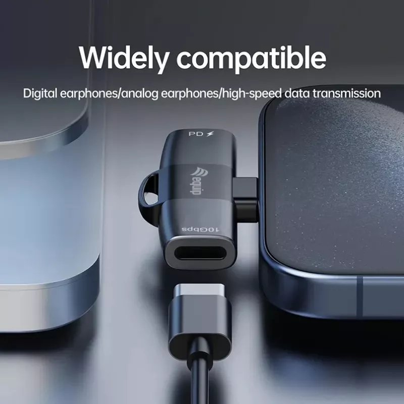 Adapteris USB-C OTG 2-in-1 EQUIP 133479 — 100W PD, 10Gbps, 1x USB-C uz 2x USB-C, pelēks