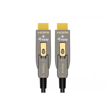 EQUIP HDMI 2.0 aktīvais optiskais kabelis 15 m — noņemams A/D tips, 4K@60Hz, 18 Gbit/s, apzeltīti kontakti