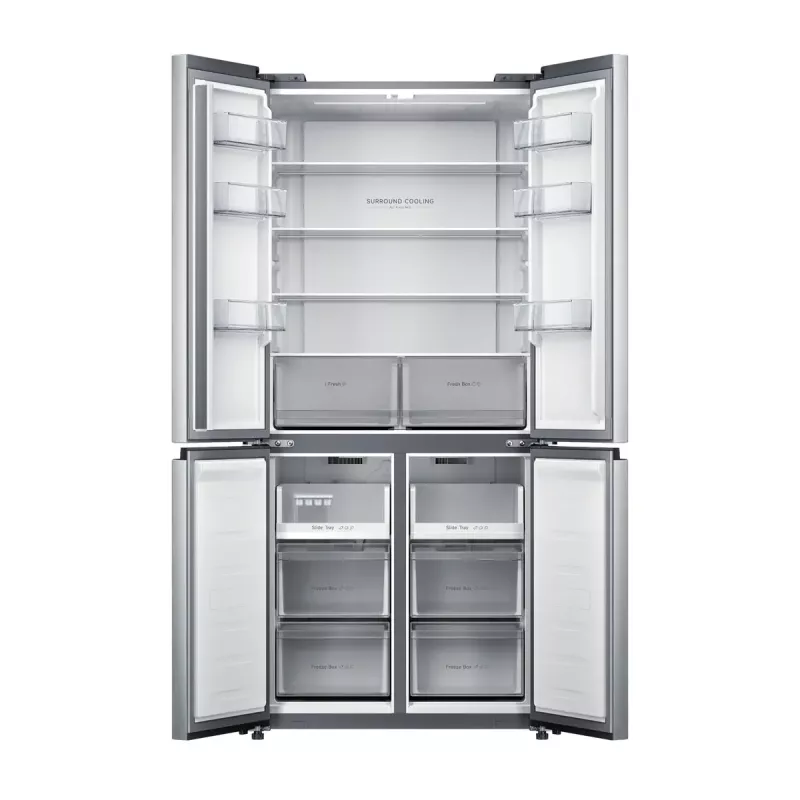 Brīvi stāvošs SxS ledusskapis Xiaomi Mijia Cross Door 502L — Kopā 502 L (Ledusskapis 326 L / Saldētava 176 L), No Frost, Energoklase E, Augstums 191,2 cm, 37 dB, Brushed Silver