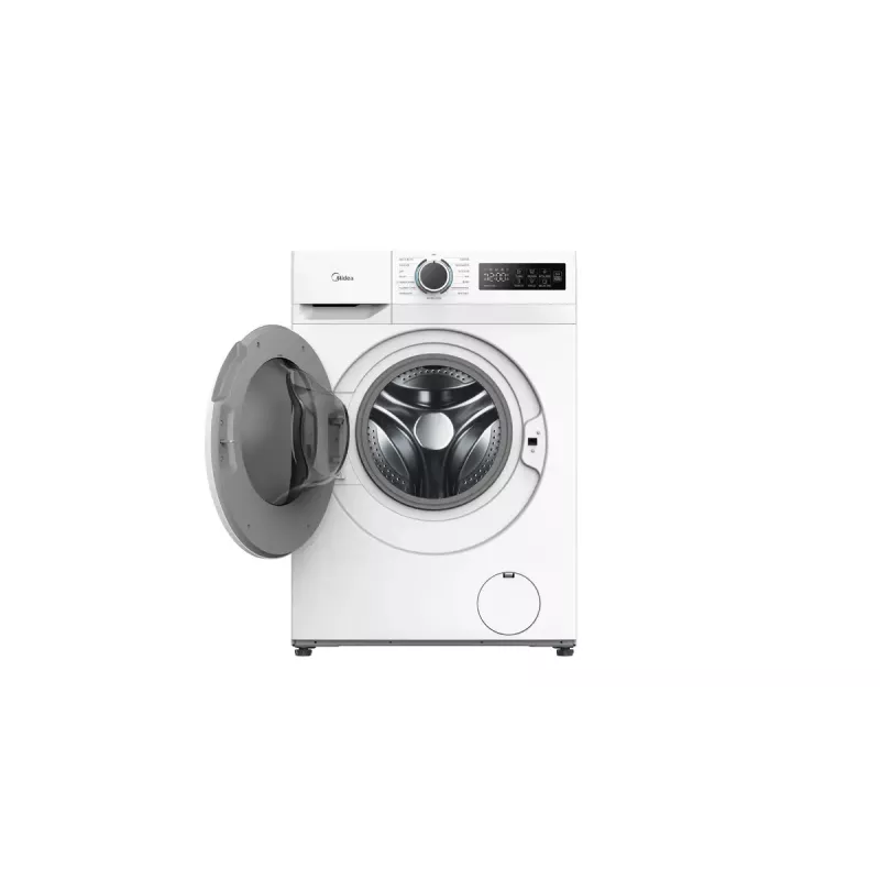 Midea MF110W80BA10/W-HR priekšējās ielādes veļas mašīna — 8 kg, 1400 apgr./min, A enerģija, LED displejs, tvaiks, 60×48 cm