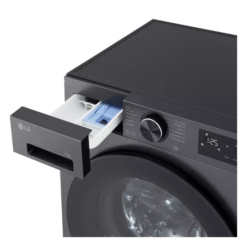 LG F4X5011TBB priekšējās ielādes veļas mazgājamā mašīna, 11 kg, melna