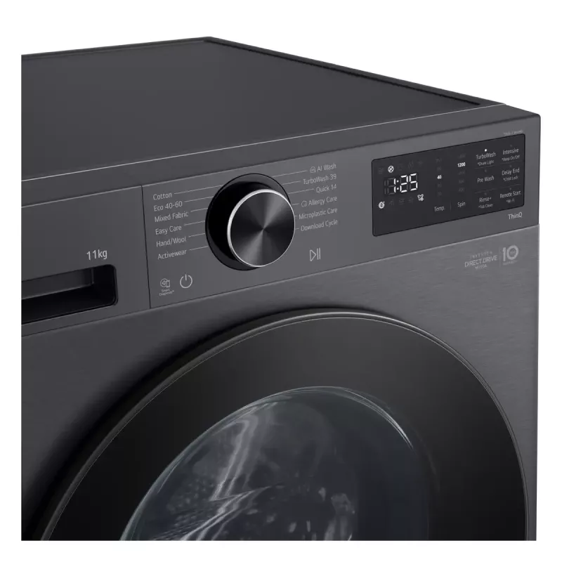 LG F4X5011TBB priekšējās ielādes veļas mazgājamā mašīna, 11 kg, melna