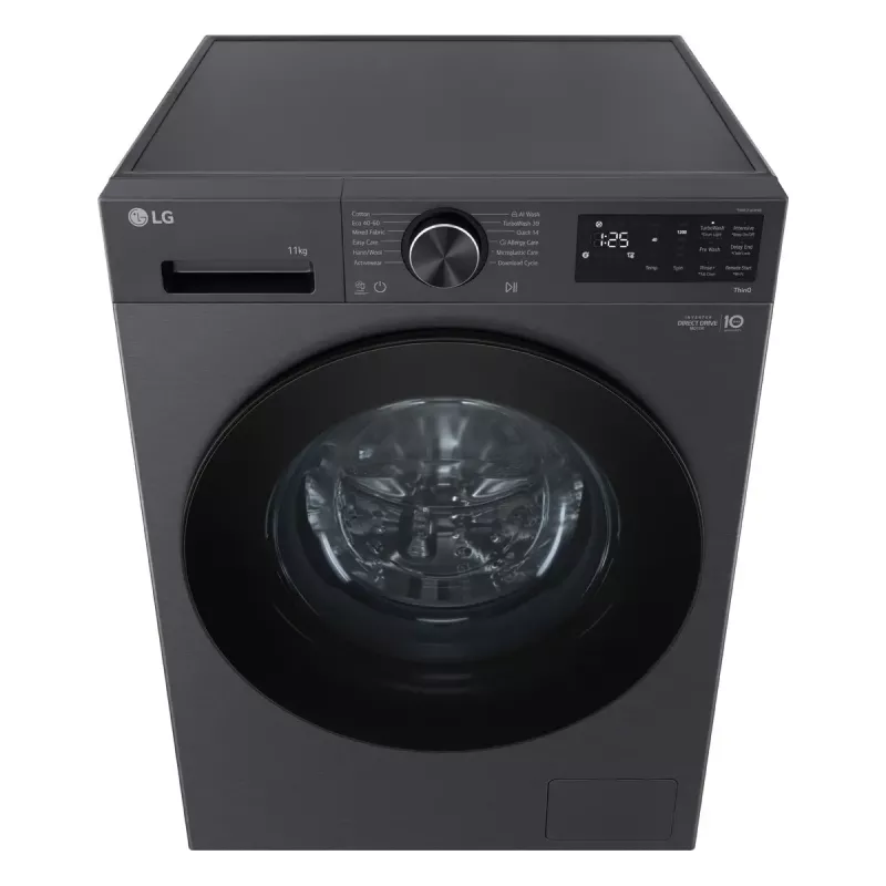 LG F4X5011TBB priekšējās ielādes veļas mazgājamā mašīna, 11 kg, melna