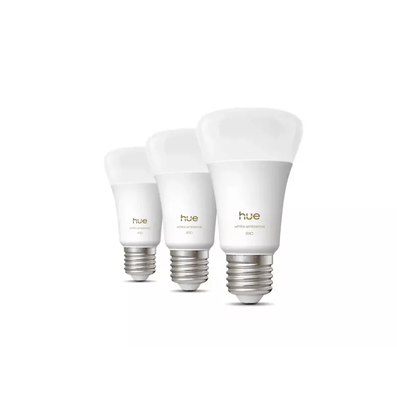 Philips Hue White Ambiance A60 E27 3 spuldzes komplekts | 6 W | Silts līdz vēss balts | Bluetooth, Zigbee