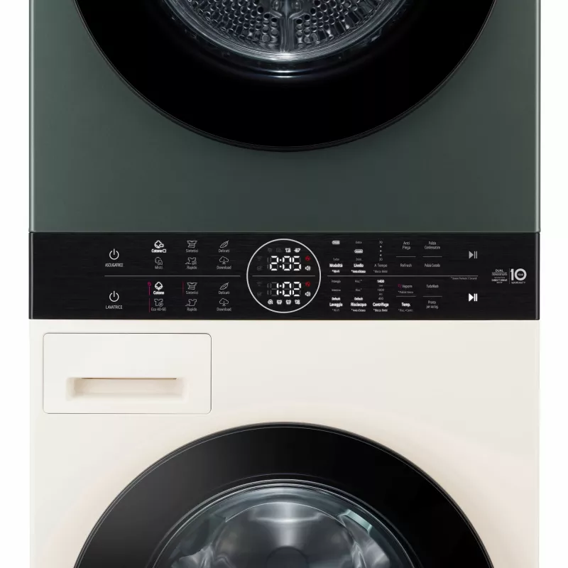 Veļas žāvētājs LG WT1210EGF brīvstāvošs priekšējās ielādes, 22 kg, 1400 RPM, Zaļš/Balts