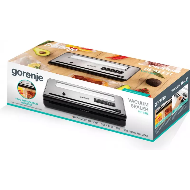 Gorenje VS110BE vakuuma iepakošanas iekārta 750 mbar, nerūsējošais tērauds