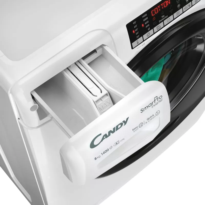 Candy Smart Pro Inverter CSO486TWMB6/1-S veļas mazgājamā mašīna, priekšējā ielāde, 8 kg, 1400 apgr./min, balta