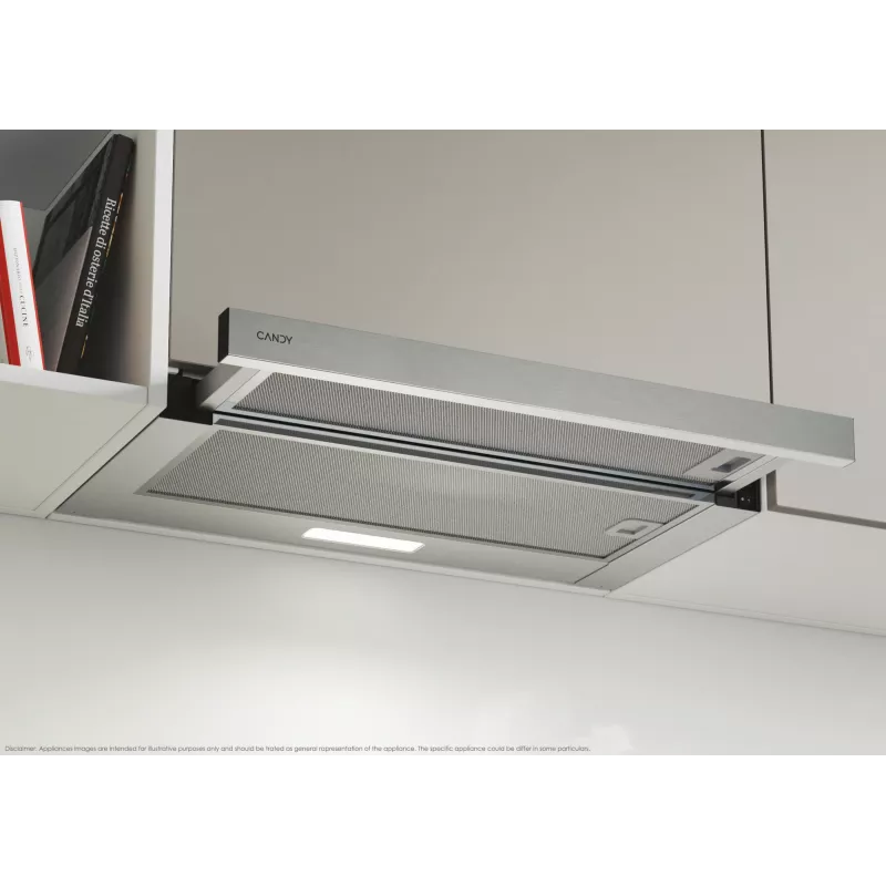 Candy CBT625/2X/1 Daļēji iebūvējams (izvelkamais) tvaika nosūcējs, nerūsējošais tērauds, 332.1 m³/h