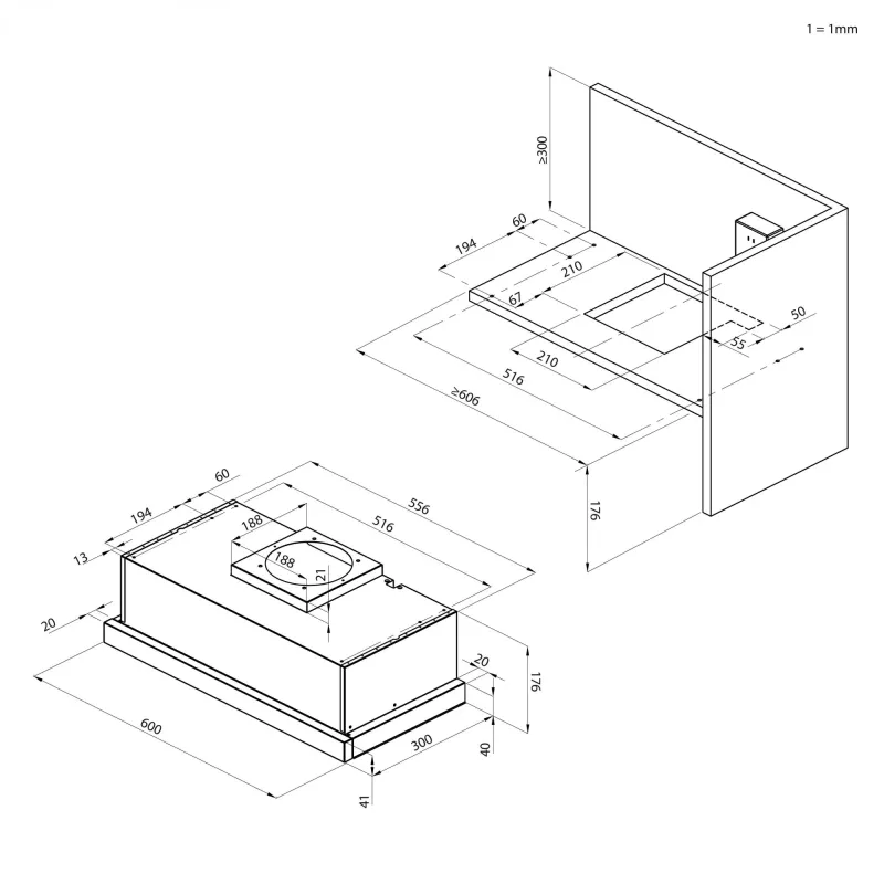Candy CBT625/2X/1 Daļēji iebūvējams (izvelkamais) tvaika nosūcējs, nerūsējošais tērauds, 332.1 m³/h