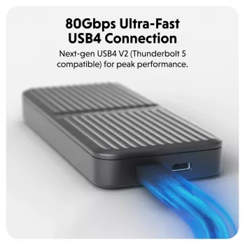 SSD korpuss Hyper HD2500GL M.2 PCIe SSD (USB4 Gen4, USB‑C) Melns