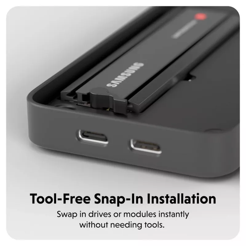 SSD korpuss Hyper HD2500GL M.2 PCIe SSD (USB4 Gen4, USB‑C) Melns