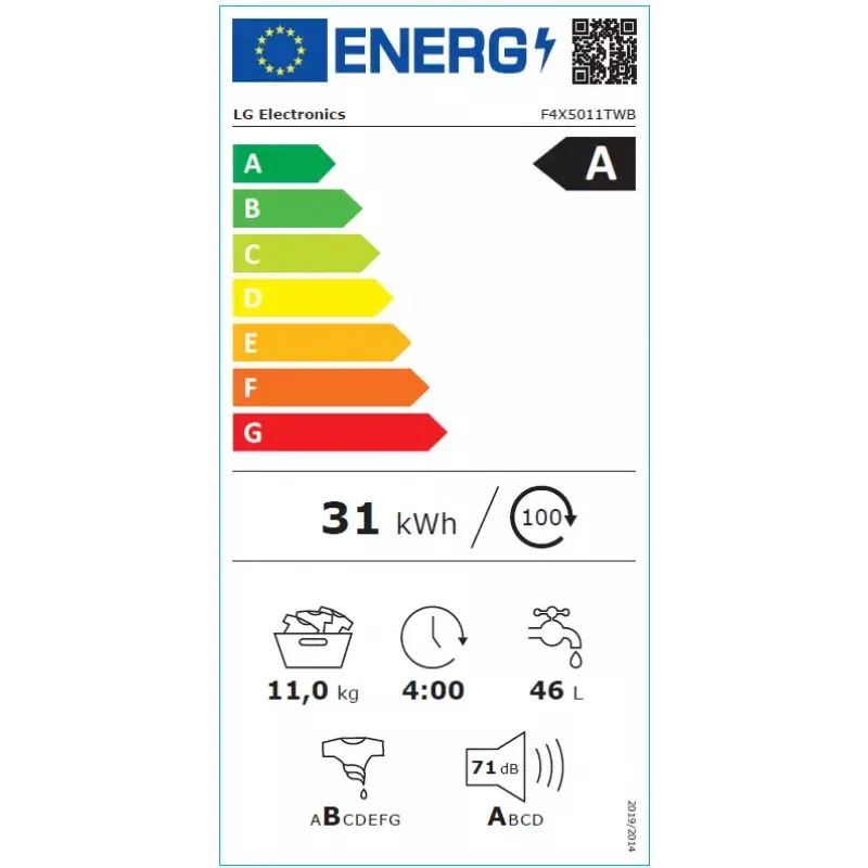 Veļas mazgājamā mašīna LG F4X5011TWB