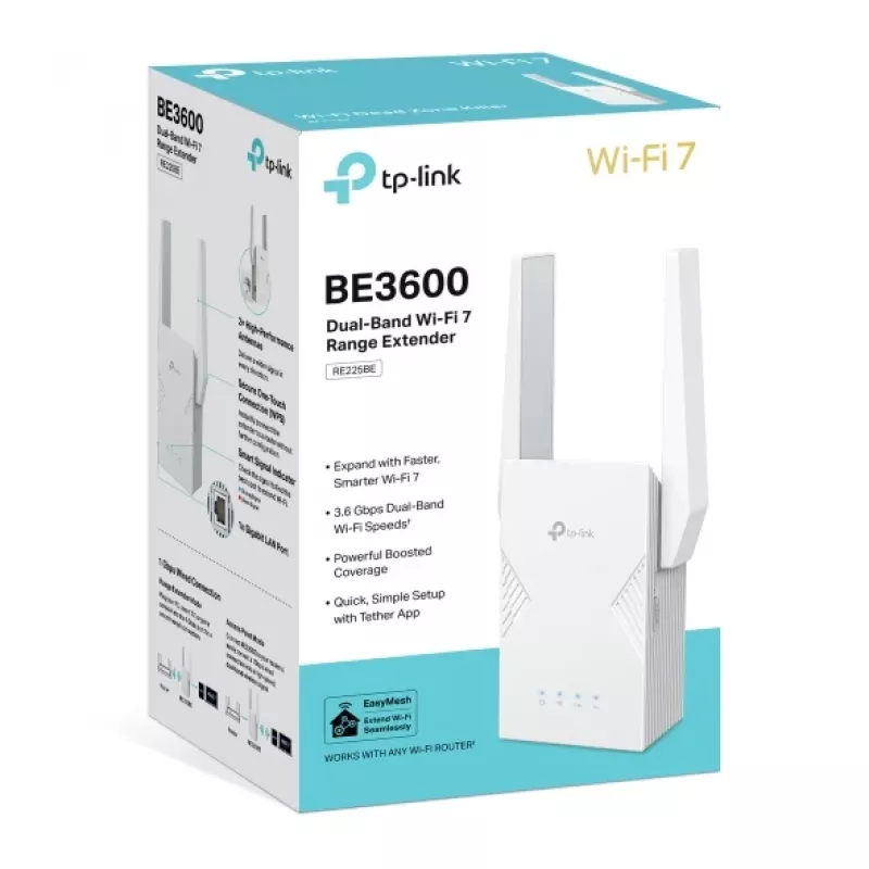 WiFi pastiprinātājs TP-Link RE225BE 2.4GHz/5GHz Wi-Fi 7