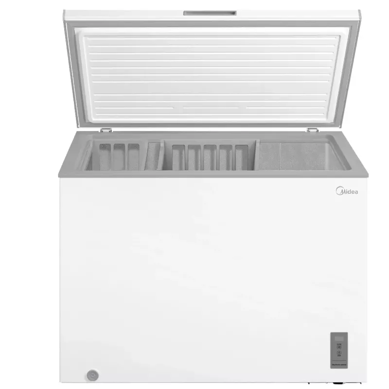 Saldētava Midea MDRC411FZE01 — brīvi stāvoša, 293 L, E energoklase, 14 kg/24h, balta