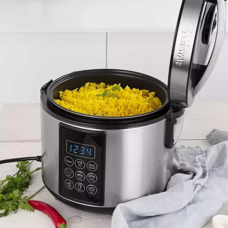 Multivārs Tristar RK-6132 — 1.5 L, 500 W, 7 automātiskās programmas, LCD, nerūsējošais tērauds/melns