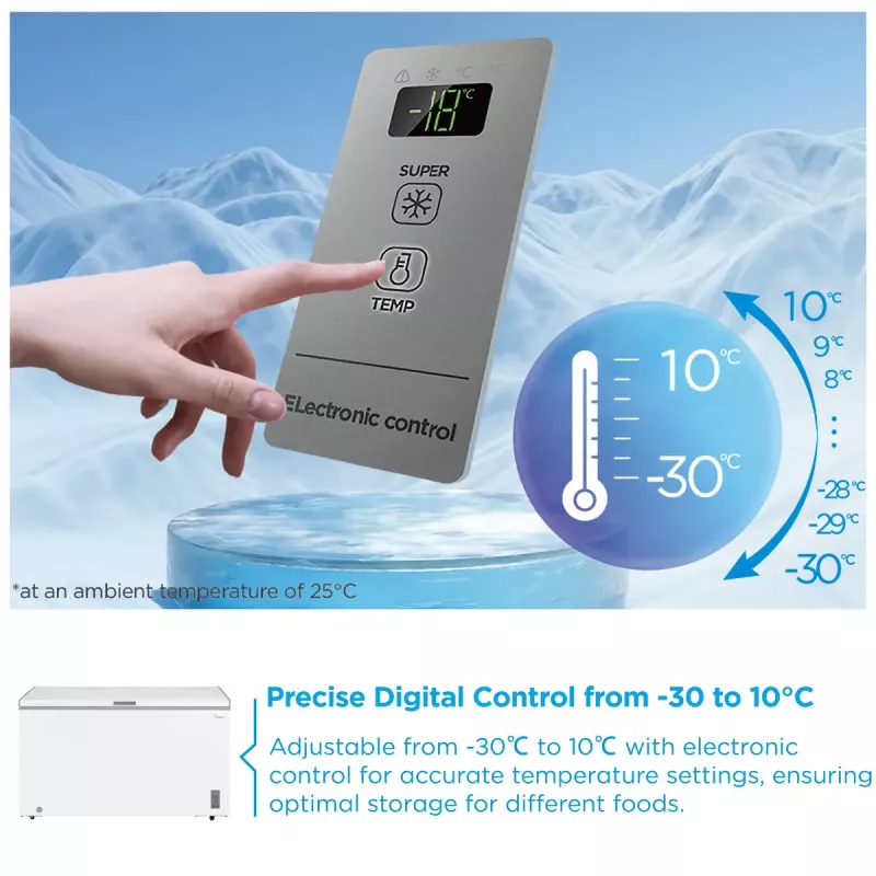 Saldētava lāde Midea MDRC564FZE01 — brīvi stāvoša, 418 L neto tilpums, balta