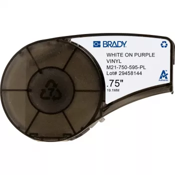 Pašlīmējoša printera etiķete Brady M21-750-595-PL — vinila, violeta uz balta, 1,91 cm × 6,4 m