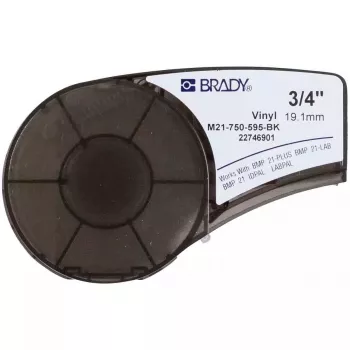 Pašlīmējoša printera etiķete Brady M21-750-595-BK — vinila, melna, 1,91 cm x 6,4 m