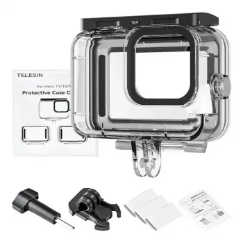 Telesin aizsargmaciņu komplekts GoPro Hero 12/11/10/9 – cietais ūdensnecaurlaidīgais korpuss un silikona pārvalks