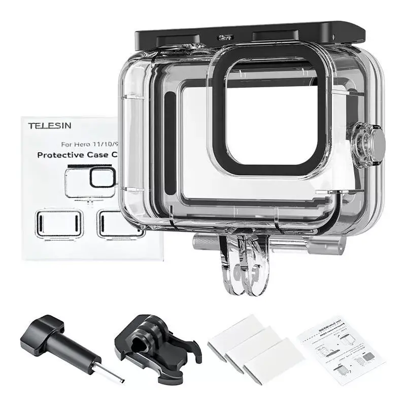 Telesin aizsargmaciņu komplekts GoPro Hero 12/11/10/9 – cietais ūdensnecaurlaidīgais korpuss un silikona pārvalks