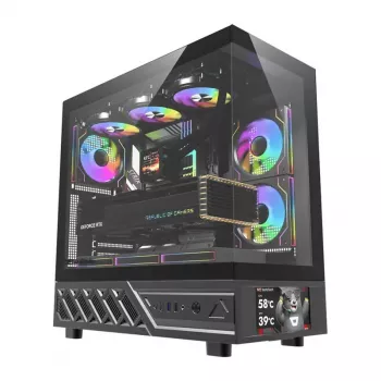 Datora korpuss DarkFlash DS950V ar priekšējo displeju (melns) un 6 iebūvētiem ventilatoriem