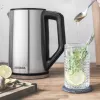 Elektriskā tējkanna GASTROBACK Design Cool Touch 1.5 L 2200 W, Nerūsējošais tērauds/Melns